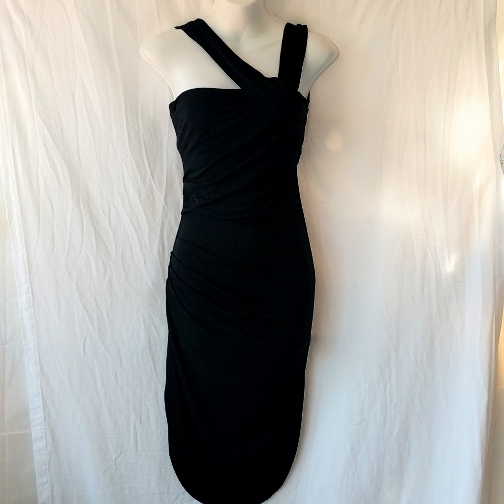 Halston Heritage Black Long Fitted Black Dress Xxs